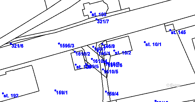 Parcela st. 146/1 v KÚ Hůrky u Lišova, Katastrální mapa