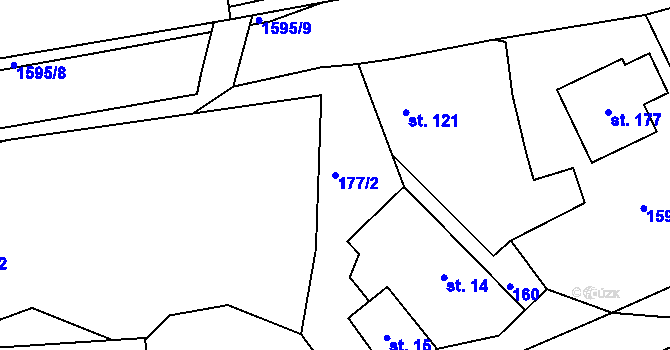 Parcela st. 177/2 v KÚ Hůrky u Lišova, Katastrální mapa