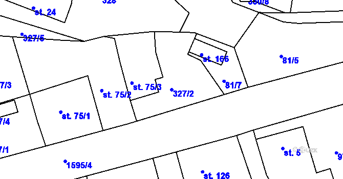 Parcela st. 327/2 v KÚ Hůrky u Lišova, Katastrální mapa