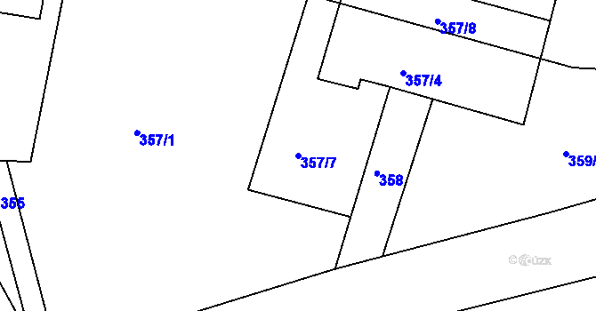 Parcela st. 357/7 v KÚ Hůrky u Lišova, Katastrální mapa