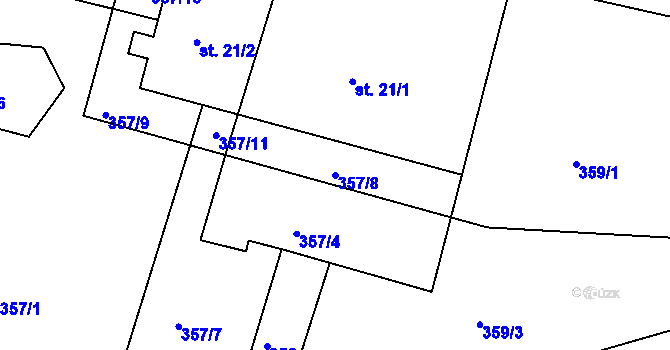 Parcela st. 357/8 v KÚ Hůrky u Lišova, Katastrální mapa