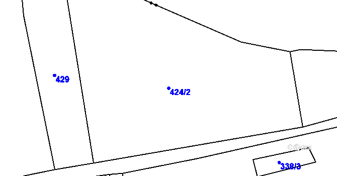 Parcela st. 424/2 v KÚ Hůrky u Lišova, Katastrální mapa
