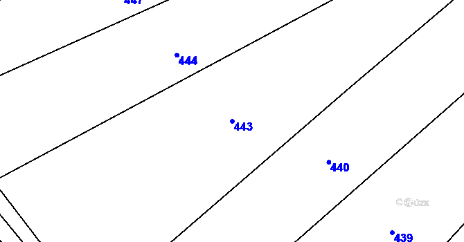 Parcela st. 443 v KÚ Hůrky u Lišova, Katastrální mapa