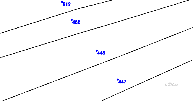 Parcela st. 448 v KÚ Hůrky u Lišova, Katastrální mapa