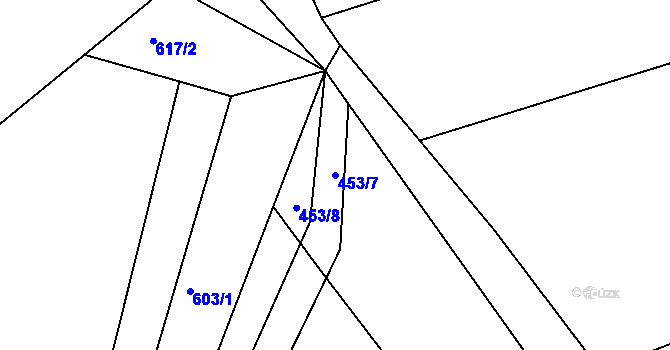 Parcela st. 453/7 v KÚ Hůrky u Lišova, Katastrální mapa