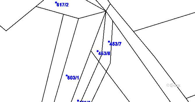 Parcela st. 453/8 v KÚ Hůrky u Lišova, Katastrální mapa