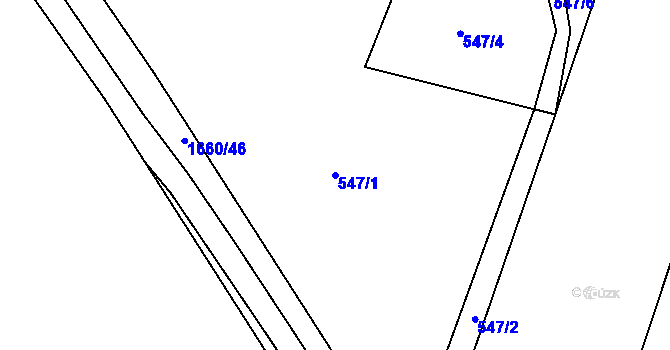Parcela st. 547/1 v KÚ Hůrky u Lišova, Katastrální mapa