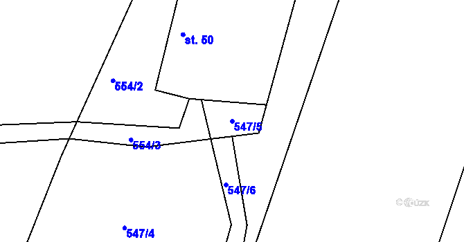 Parcela st. 547/5 v KÚ Hůrky u Lišova, Katastrální mapa