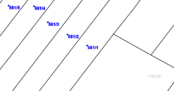 Parcela st. 581/1 v KÚ Hůrky u Lišova, Katastrální mapa