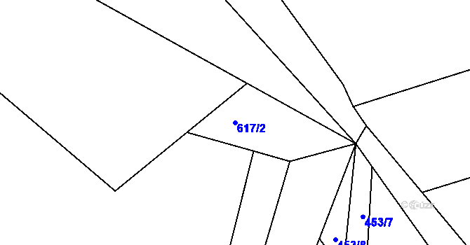 Parcela st. 617/2 v KÚ Hůrky u Lišova, Katastrální mapa