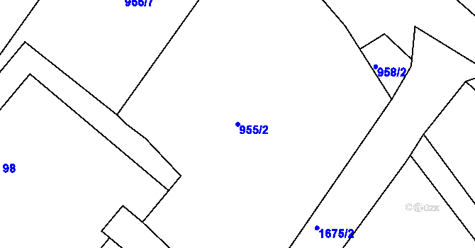 Parcela st. 955/2 v KÚ Hůrky u Lišova, Katastrální mapa