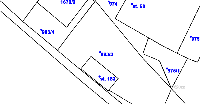 Parcela st. 983/3 v KÚ Hůrky u Lišova, Katastrální mapa