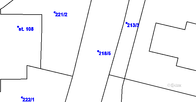 Parcela st. 218/5 v KÚ Hůrky u Lišova, Katastrální mapa