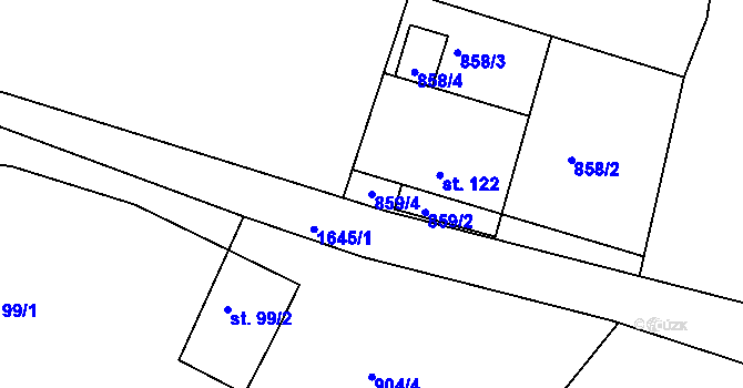Parcela st. 859/4 v KÚ Hůrky u Lišova, Katastrální mapa