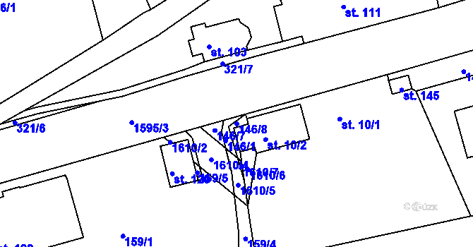 Parcela st. 146/8 v KÚ Hůrky u Lišova, Katastrální mapa