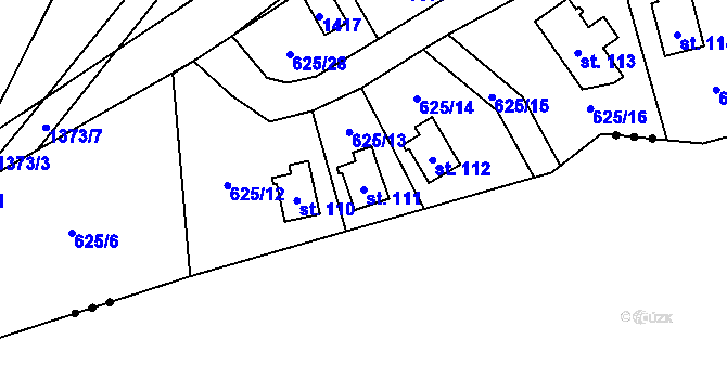 Parcela st. 111 v KÚ Blato u Hůrek, Katastrální mapa