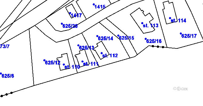 Parcela st. 112 v KÚ Blato u Hůrek, Katastrální mapa