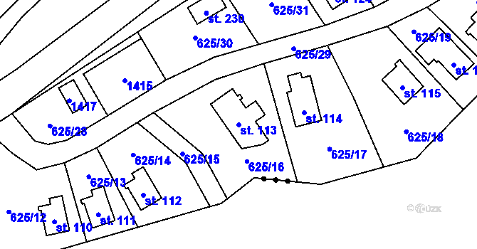 Parcela st. 113 v KÚ Blato u Hůrek, Katastrální mapa