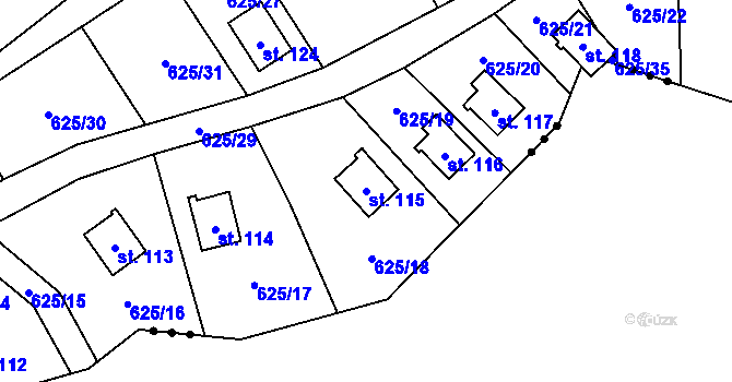 Parcela st. 115 v KÚ Blato u Hůrek, Katastrální mapa
