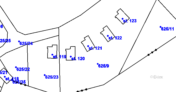 Parcela st. 121 v KÚ Blato u Hůrek, Katastrální mapa