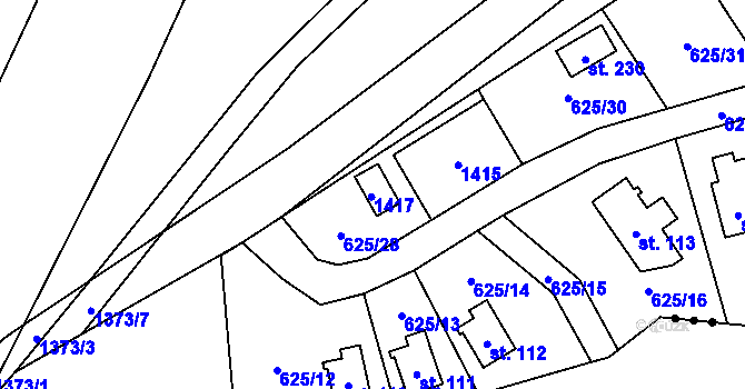 Parcela st. 126 v KÚ Blato u Hůrek, Katastrální mapa