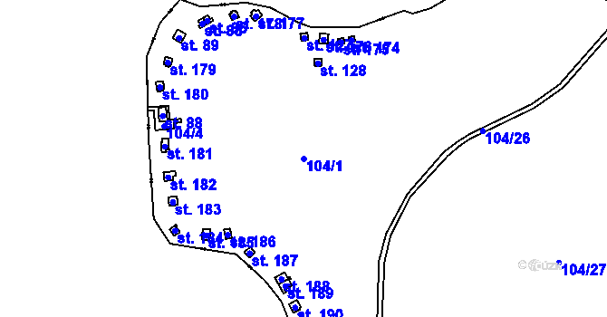 Parcela st. 104/1 v KÚ Blato u Hůrek, Katastrální mapa