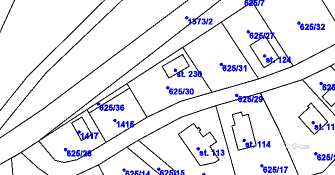 Parcela st. 625/30 v KÚ Blato u Hůrek, Katastrální mapa