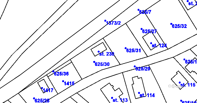 Parcela st. 230 v KÚ Blato u Hůrek, Katastrální mapa