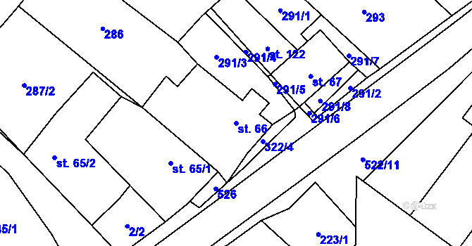 Parcela st. 66 v KÚ Hůrky, Katastrální mapa