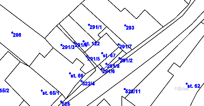 Parcela st. 67 v KÚ Hůrky, Katastrální mapa