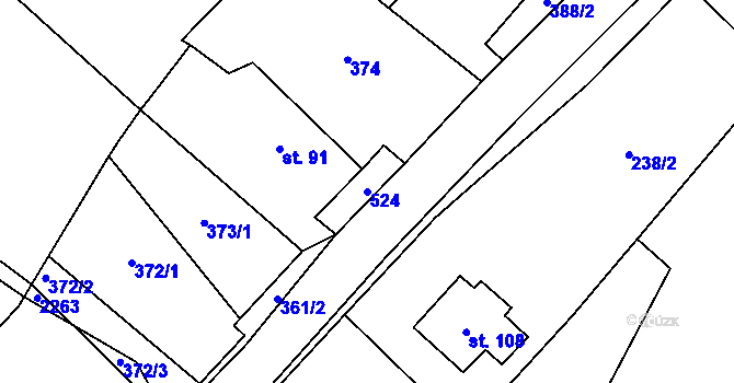 Parcela st. 524 v KÚ Hůrky, Katastrální mapa
