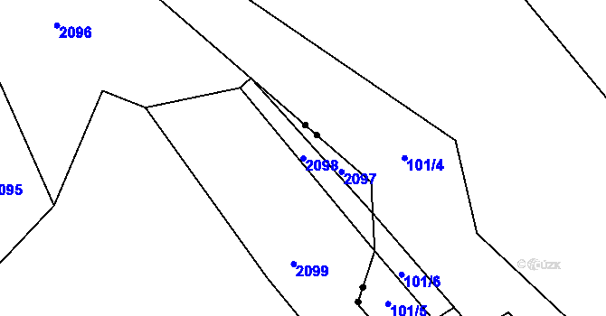Parcela st. 2098 v KÚ Hůrky, Katastrální mapa