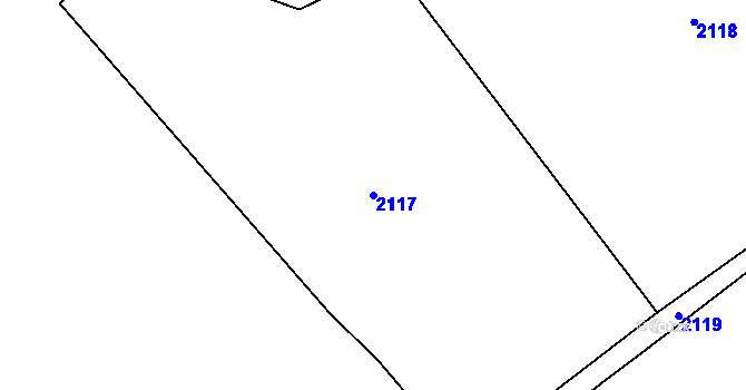 Parcela st. 2117 v KÚ Hůrky, Katastrální mapa