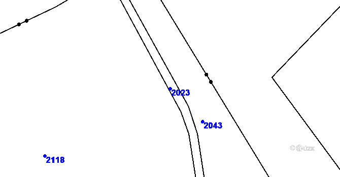 Parcela st. 2023 v KÚ Hůrky, Katastrální mapa