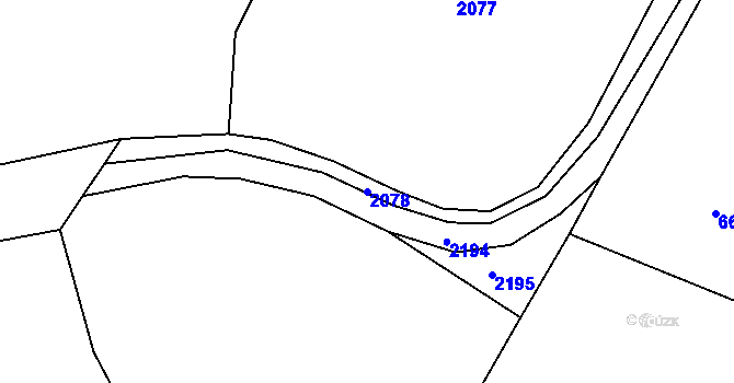 Parcela st. 2078 v KÚ Hůrky, Katastrální mapa