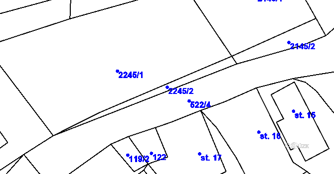 Parcela st. 2245/2 v KÚ Hůrky, Katastrální mapa