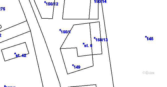 Parcela st. 6 v KÚ Kaproun, Katastrální mapa