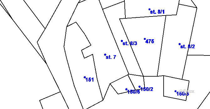 Parcela st. 7 v KÚ Kaproun, Katastrální mapa