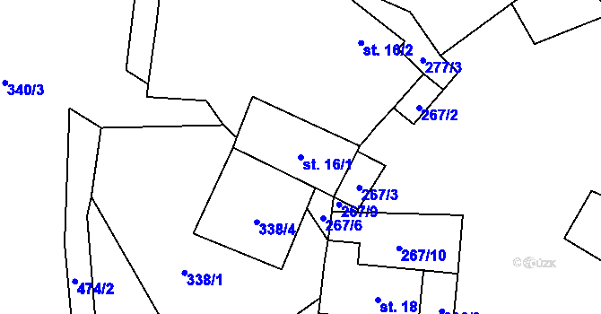 Parcela st. 16/1 v KÚ Kaproun, Katastrální mapa