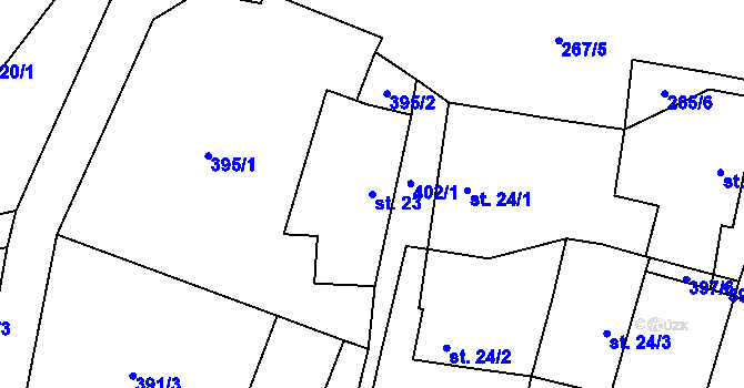 Parcela st. 23 v KÚ Kaproun, Katastrální mapa