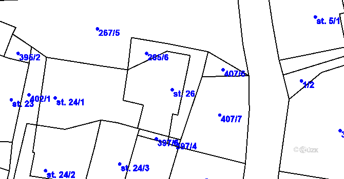 Parcela st. 26 v KÚ Kaproun, Katastrální mapa