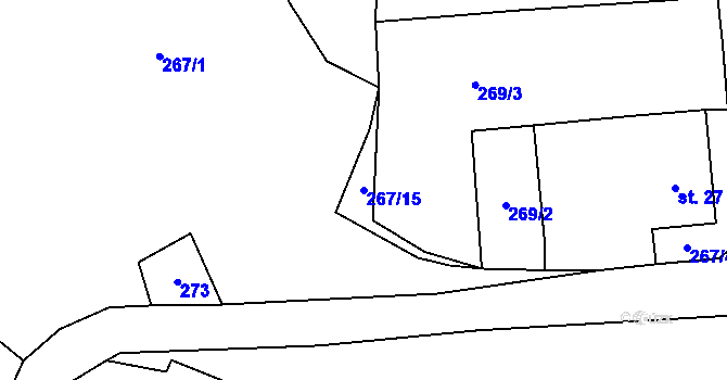 Parcela st. 267/15 v KÚ Kaproun, Katastrální mapa