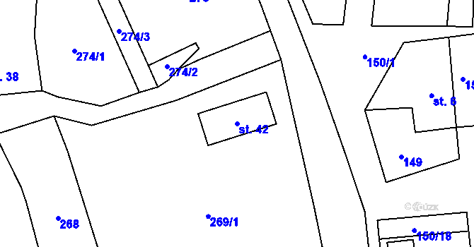 Parcela st. 42 v KÚ Kaproun, Katastrální mapa