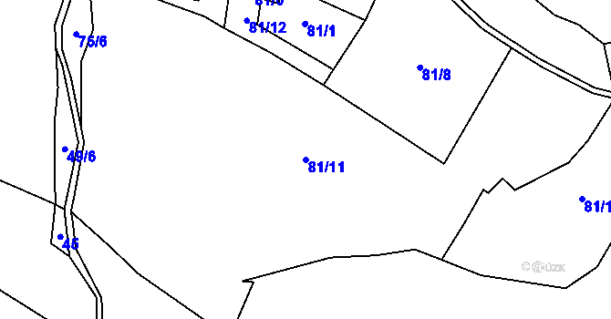 Parcela st. 81/11 v KÚ Kaproun, Katastrální mapa