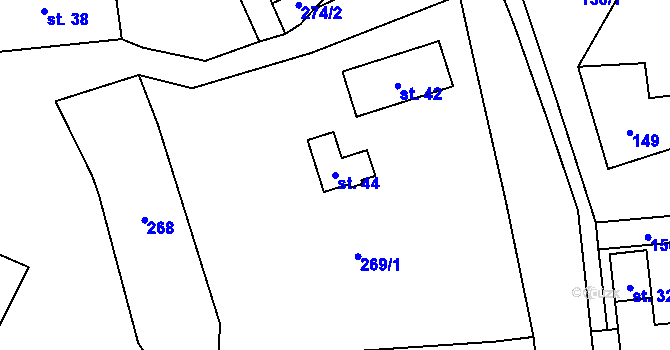 Parcela st. 44 v KÚ Kaproun, Katastrální mapa