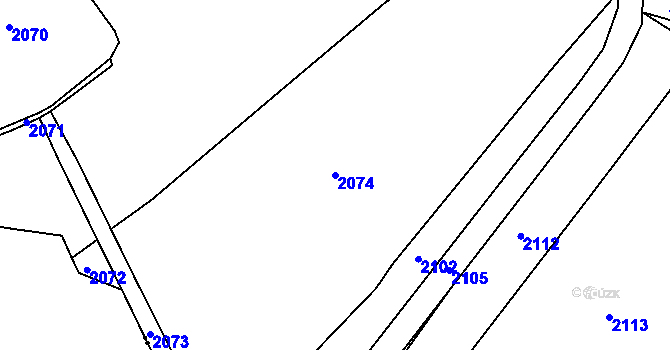 Parcela st. 2074 v KÚ Klenová u Hůrek, Katastrální mapa