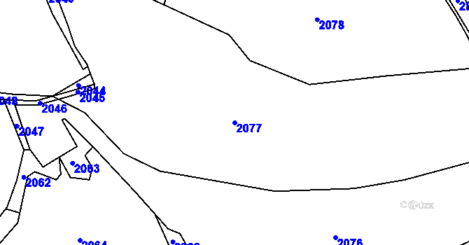 Parcela st. 2077 v KÚ Klenová u Hůrek, Katastrální mapa