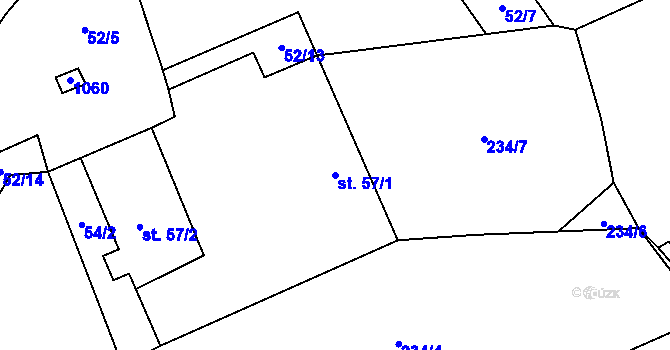 Parcela st. 57/1 v KÚ Senotín, Katastrální mapa