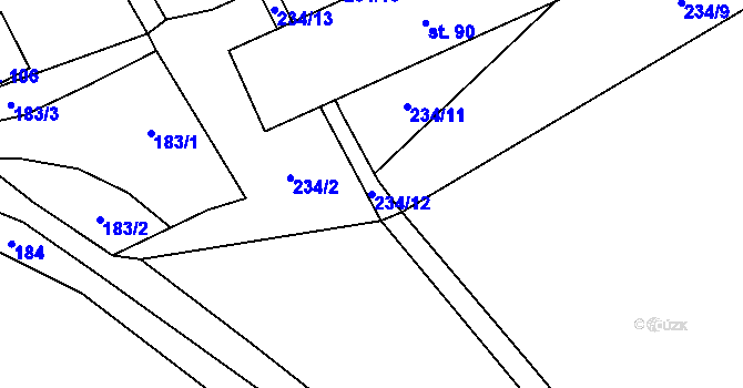 Parcela st. 234/12 v KÚ Senotín, Katastrální mapa