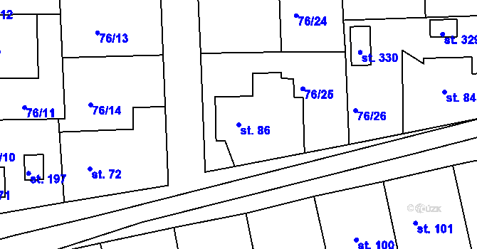 Parcela st. 86 v KÚ Hůrky u Rokycan, Katastrální mapa